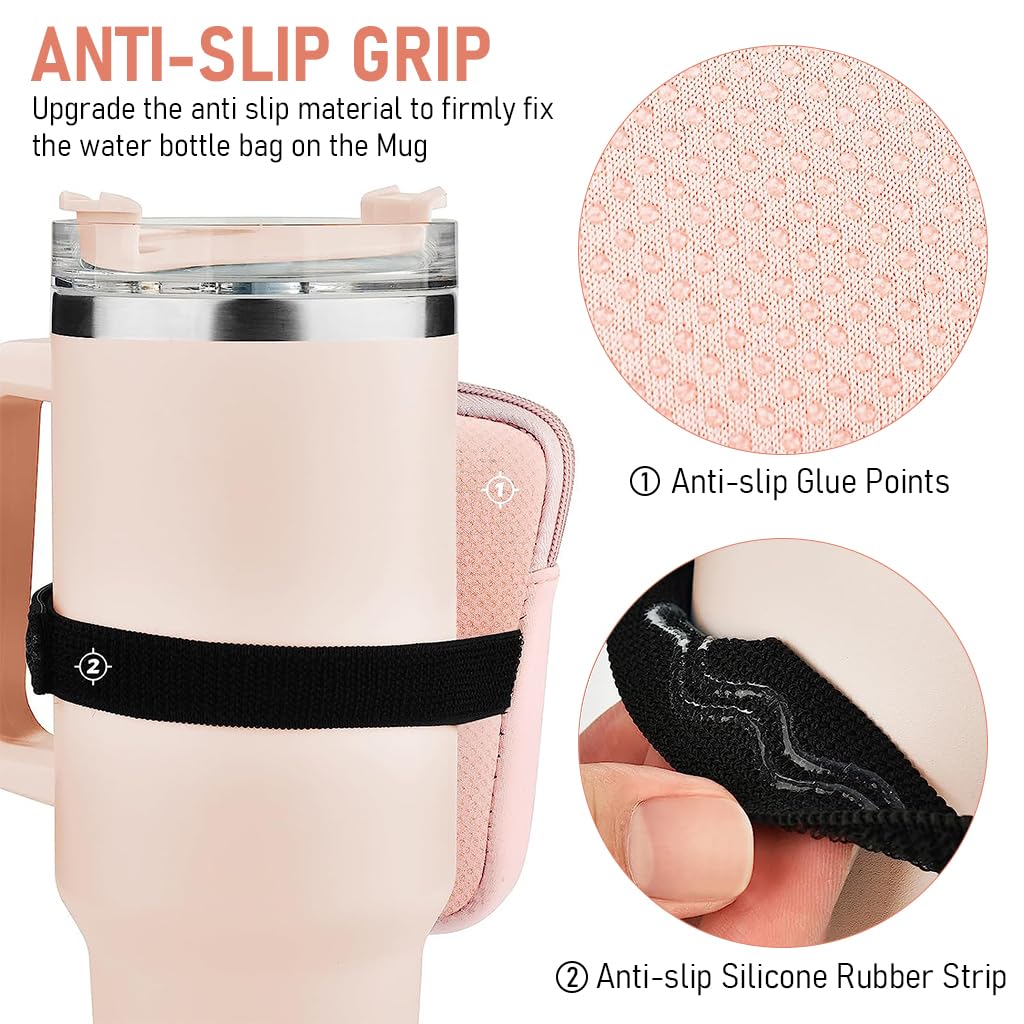 HASTHIP Water Bottle Pouch for Stanley, Gym Accessories with Adjustable Strap for Women, Sports Water Bottle Tumbler Pocket for Phone, Card, Keys, Cash, Pink HASTHIP Water Bottle Pouch for Stanley, Gym Accessories with Adjustable Strap for Women, Sports Water Bottle Tumbler Pocket for Phone, Card, Keys, Cash, Pink